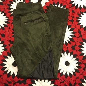 Vera Wang Suede Army Green Leggings